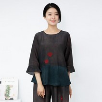 엄마옷 모슬린 인견 자수 7부 생활한복블라우스 KD304141마담 미시옷 50대 중년여성의류 60대 엄마옷 빅사이즈 할머니옷 여성옷