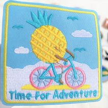 소풍가는집 )) 와펜 자수패치 반전스팽글 캐릭터 큐빅뱃지 옷리폼 수선 [350종 대방출], 212 자전거 파인애플, 1개