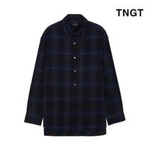 TNGT 95 사이즈 네이비 체크 면 캐주얼셔츠