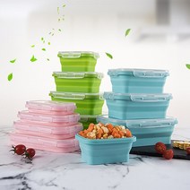 캠핑용 반합 컬러 코펠 & 도시락 실리콘 접는 상자 134pc 접을 수있는 휴대용 음식 식탁 식품 용기 그릇 식기, 분홍색, 350 500 800ml