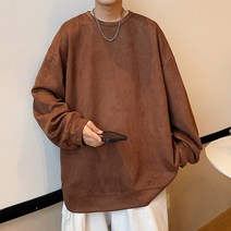 스웨이드 라운드 맨투맨 남방풍 루즈핏 상의 ins 맨투맨 코디 코트