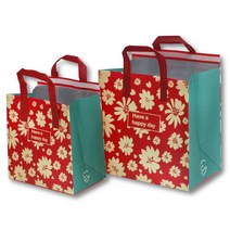 레드블라썸 부직포 보냉백 10매 은박 보온 보냉 가방 초밥 일식 회 테이크아웃, 레드블라썸(대)-10매