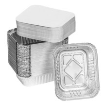 일회용품 1회용품식품 포장 보관 용기 밀폐 도시락 오븐 요리 주방 450ml 일회용 알루미늄 트레이 뚜껑, 02 with cardboard lid_01 50 개