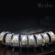 [Myshe]남성 불교 반지 개성 불교경문 반지 Shefei1020JZ1