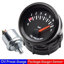 자동차 게이지범용 52MM 레이싱 게이지 오일 압력 0-7 바 미터 1/8 NPT 프레스 센서 자동차 화이트 LED 라, 01 Gauge and Sensor