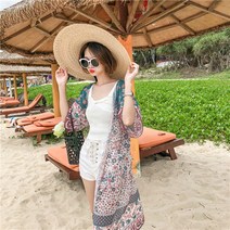 [포마인] 쉬폰 로브 가디건 청순 여름 바캉스 휴양지 얇은 독특한 패턴 찰랑찰랑 시원한 특이한