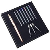 [미국출고] 만년필 켄타우르 서예 만년필 세트로즈 골드 만년필 펜촉 3개 잉크 카트리지, 분홍