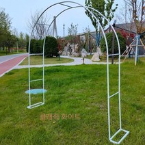 JINGMING 철제 넝쿨 덩굴 식물 장미 포도나무 아치형 아치대문 가든 정원 꾸미기 화단 펜스 지지대 가든아치 CUTE QUEEN 선물 증정, 폭3.5높은2.2, 클래식 화이트 사이드 너비25