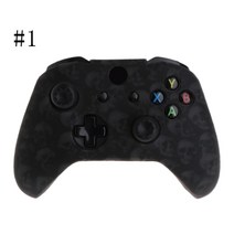 Xbox One X S 컨트롤을위한 조이스틱 캡이있는 케이스 두개골 용 실리콘 게임 패드 커버, 검은색, 1개