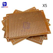 템바보드시트지 Diymore 5 개몫 범용 PCB 보드 50x70mm 254mm 구멍 피치 프로토 타입 용지 인쇄 회로 패널 5x7 cm 단면