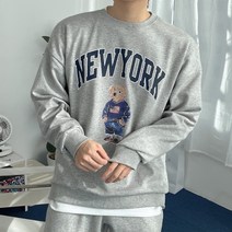 남녀공용 테디베어 뉴욕 오버핏 맨투맨 봄 가을