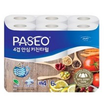 헬로 파세오 4겹 안심키친타올 6롤X1팩, 6롤, 1팩