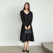 프롬코 여성 겨울 브이넥 기모 롱 원피스 [자체제작 FRC144]