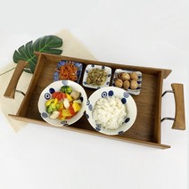 [우드오션] 티크원목 손잡이사각트레이