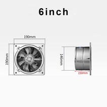 창문형환풍기 6"7" 8 "스테인레스 스틸 주방 인공 호흡기 배기 연기 가정용 팬 벽, 01 6 inch