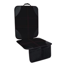 Amooca 카시트 프로텍터 내구성 있는 원단 및 가죽 뒷좌석 보호 매트 어린이 카시트 및 반려동물용 메시 보관 포켓이 있는 차량용 미끄럼 방지 시트 커버 블랙 & 그린, Black Red Line_1 Pack
