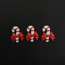 캔들바다 레드리본 펄 화이트 지팡이 미니어처 석고장식 크리스마스장식 젤캔들첨가물 데코파츠