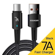 저스트인 RYRA-Essager 7A C USB 케이블 와이어 충전 데이터 코드 Realme Oneplus OPPO 100W 화웨이 호환 P30 삼성, [02] black 1m cable