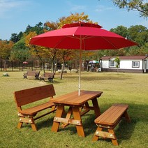 테이블쉼터 분리형 등평세트 6~8인 방부목 야외테이블 야외용DIY(파라솔별매), 도토리색