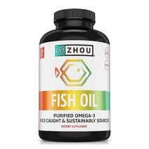Zhou Nutrition 피쉬 오일 맥스 스트렝스 오메가 3 피쉬 오일 EPA 및 DHA 함유 1250mg 정제되고 지속 가능한 피쉬 오일 심장 관절 및 뇌 건강 트림리스 소프트