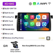카플레이 차량용 라디오 멀티 플레이어 와이파이 GPS 내비게이션 무선 헤드 유닛 QLED 9인치 안드로이드 13, 05 4G 64G CAM