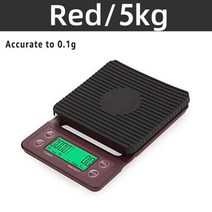 전자저울 미니저울 주방저울 3kg0.1g 디지털 주방 무게 그램 전자 저울 고정밀 커피, 5kg-1g 레드