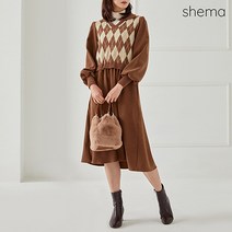 [세마] V카라아가일니트배색원피스_HI2W1OP3201