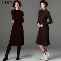 [리스트] 슬림 울믹스 반폴라 골지 롱 원피스