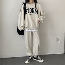 스윗라떼 스톰 맨투맨 + 밴딩 조거팬츠 트레이닝 투피스 세트 3color