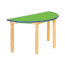 안전 연두 반원 열린책상(원목다리)(600mm)(1~3학년) H79-2 입식용 어린이집책상 돌봄교실책상 유치원책상 공부방책상