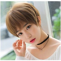 여자 숏컷 전체 가발 보브컷, 블랙