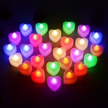 KH LED 하트 티라이트 LED 전자 초 촛불 캔들, 하트라이트 화이트