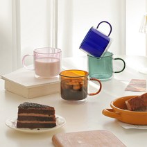 컬러 내열 이중 유리컵 머그 더블월글라스 달빛스토어, 블루