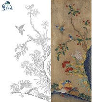 화조도 5 민화 그리기 도안 본그림 컬러링북, 일반용지(얇은 백상지), 대형(추천)