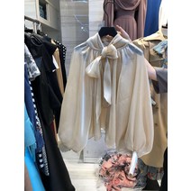 왕리본블라우스 광택 샤인 셔링 블라우스