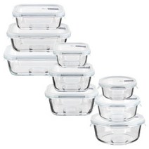 세미 오븐락 유리 밀폐용기 모음 3size 정사각 직사각 원형 반찬통, 3호