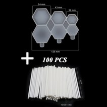 초콜릿 몰드 라운드 사랑 스타 에폭시 금형 DIY 산호 치즈 롤리팝 실리콘 케이크 장식 액세서리 베이킹, [18] 6 hexagons with 100p