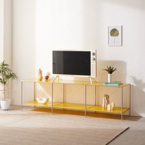 [UFO] 하우스틸 글림 미드센츄리 모듈 수납 거실장 1800, 그린유리6개