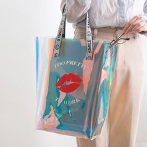 PVC 방수 여행 투명비치백 홀로그램 여름바캉스 KISS