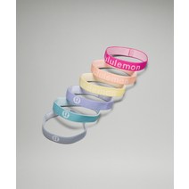 미국 룰루레몬 LULULEMON 207838 플랫 헤어 엘라스틱 6 팩 - 소닉 핑크/멜론 셔벗/핀치 옐로우/타이들 틸/샴브레이/블루 히아신스, Sonic Pink/Melon Sorbet/Finch