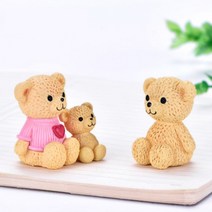 곰인형 테디베어 가족 동물 피규어 테라리움 화분 인테리어 만들기 재료 소품 미니어처, 흰곰 핑크, 2.큰 곰