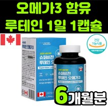 캐나다 슈퍼 비전 뉴테인 LUTEIN 루테린 오메가3 마리골드 메리골드 금잔화 꽃 추출물 비타민A 어린이 청소년 50대 60대 할머니 부모님 눈 안구 건강 노안 노화 영양제 추천, 1박스(6개월분)
