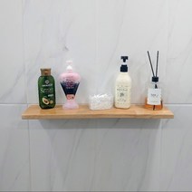 (무타공)쉽게 붙이는 원목 욕실선반(60cm)