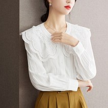패스타임 고퀄티 여성 빅카라 펀칭 블라우스 셔츠 봄 데이트룩 클래식