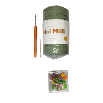 울클럽 미니밀리실 삼각네트백 DIY 패키지+ 코바늘 5호 + 부자재 (동영상), 716더스티그린(실).코바늘 5호.부자재