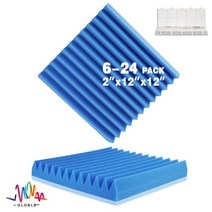 음향사운드디퓨저 판넬 방음재 스피커흡음판 방음 흡음 베이스트랩 103849, High Density_24 Pcs With Tapes, Blue
