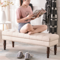 긴벤치의자 웨딩샵 신부대기실 옷가게 현관 롱스툴, 크기100x40x45cm파란색과녹색면과린넨