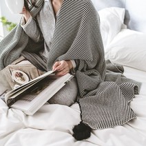 북유럽 심플 빈티지 모던 줄무늬패턴 니트 뜨개 블랭킷 이불 무릎 소파 쇼파 커버 담요