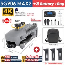 RC SG906 MAX2 프로페셔널 카메라 GPS 드론 5000mAH 3 축 짐벌 360 장애물 회피 기능 접이식 브러시리, 03 4K 3B