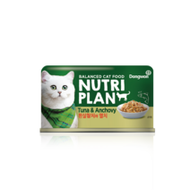 뉴트리플랜 고양이캔 160g 고양이 주식캔 간식캔, 흰살참치와 멸치, 1개
